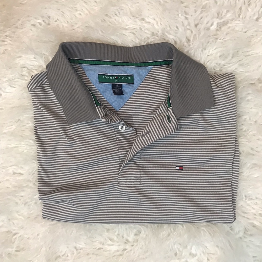 Tommy Hilfiger golf gray striped polo shirt size m